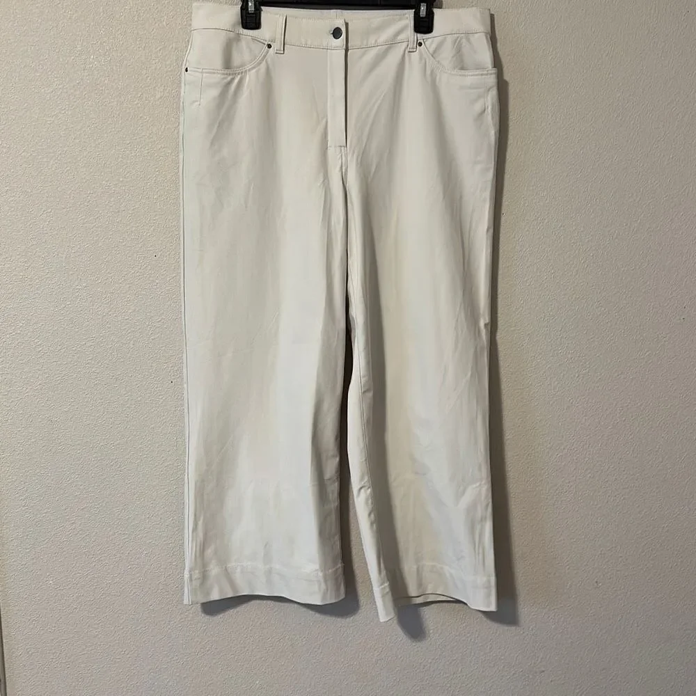 Lululemon City Sleek 5 Pocket Wide-Leg High Rise 7/8 Length Pant in White Opal S